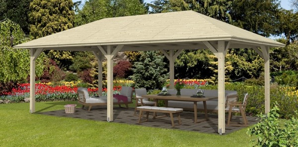 Abgebildeter Fußboden, Gartenmöbel und Dekoration nicht im Lieferumfang enthalten.