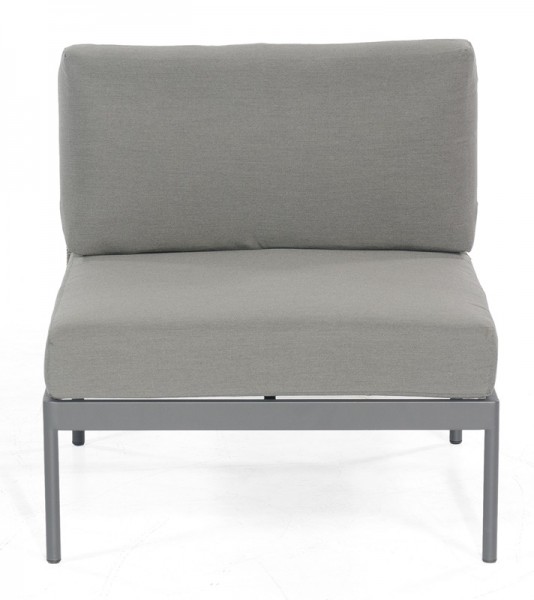 Sonnenpartner Lounge-Mittelmodul / Sessel Vogue, Aluminium / Polyrope grau, inkl. Kissen