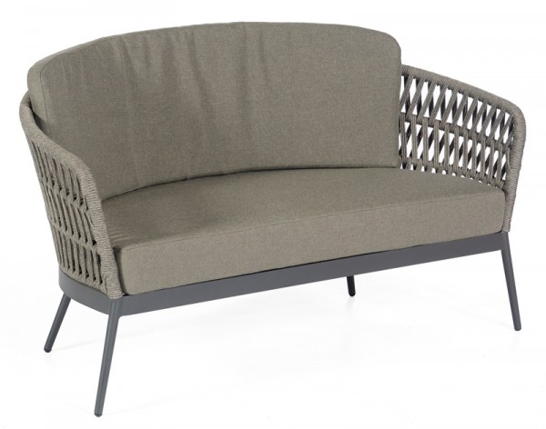 Sonnenpartner Lounge-Sofa Advokat, Aluminium anthrazit / Polyrope grau, inkl. Kissen