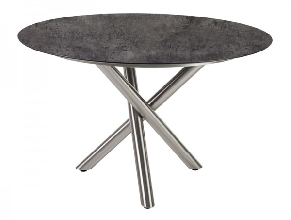 Diamond Garden Tisch San Marino rund, Edelstahl/Beton dunkel, Ø 120 cm
