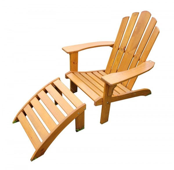 Promadino Set Deckchair mit Fußablage, Newport, honigbraun